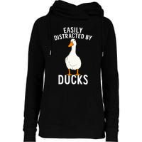 Easily Distracted By Ducks Funny Duck Lover Womens Funnel Neck Pullover Hood