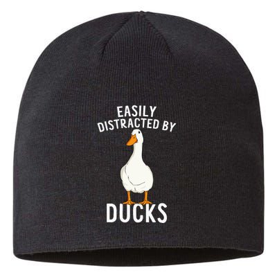 Easily Distracted By Ducks Funny Duck Lover Sustainable Beanie