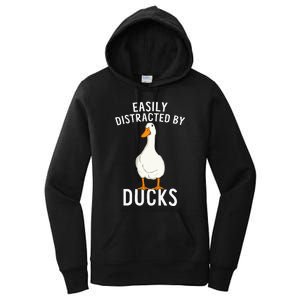 Easily Distracted By Ducks Funny Duck Lover Women's Pullover Hoodie