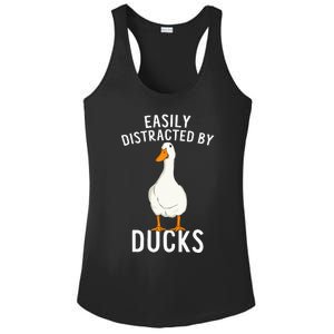 Easily Distracted By Ducks Funny Duck Lover Ladies PosiCharge Competitor Racerback Tank