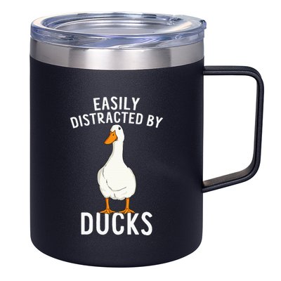 Easily Distracted By Ducks Funny Duck Lover 12oz Stainless Steel Coffee Mug
