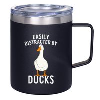 Easily Distracted By Ducks Funny Duck Lover 12oz Stainless Steel Coffee Mug