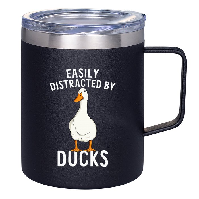 Easily Distracted By Ducks Funny Duck Lover 12oz Stainless Steel Coffee Mug