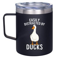 Easily Distracted By Ducks Funny Duck Lover 12oz Stainless Steel Coffee Mug