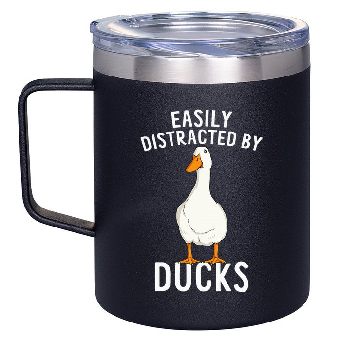 Easily Distracted By Ducks Funny Duck Lover 12oz Stainless Steel Coffee Mug