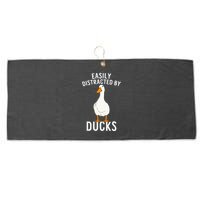 Easily Distracted By Ducks Funny Duck Lover Large Microfiber Waffle Golf Towel