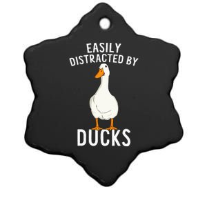 Easily Distracted By Ducks Funny Duck Lover Ceramic Star Ornament