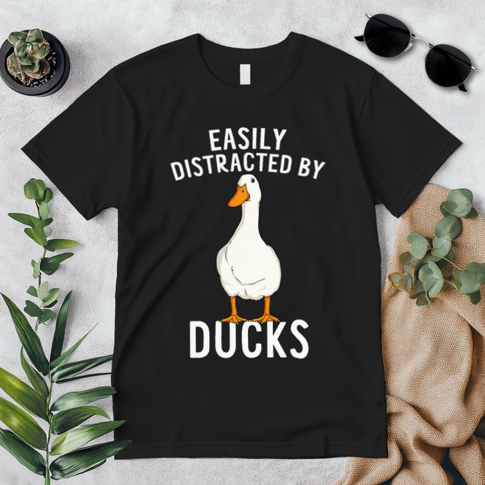 Easily Distracted By Ducks Funny Duck Lover Premium T-Shirt