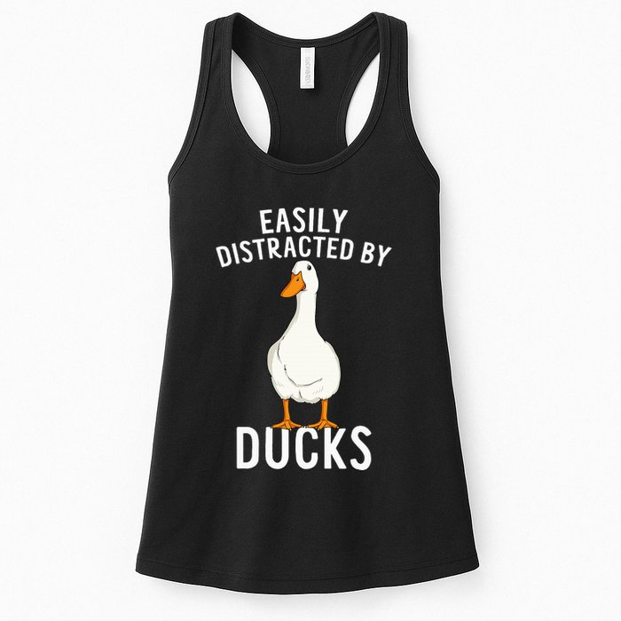 Easily Distracted By Ducks Funny Duck Lover Womens Tank Top
