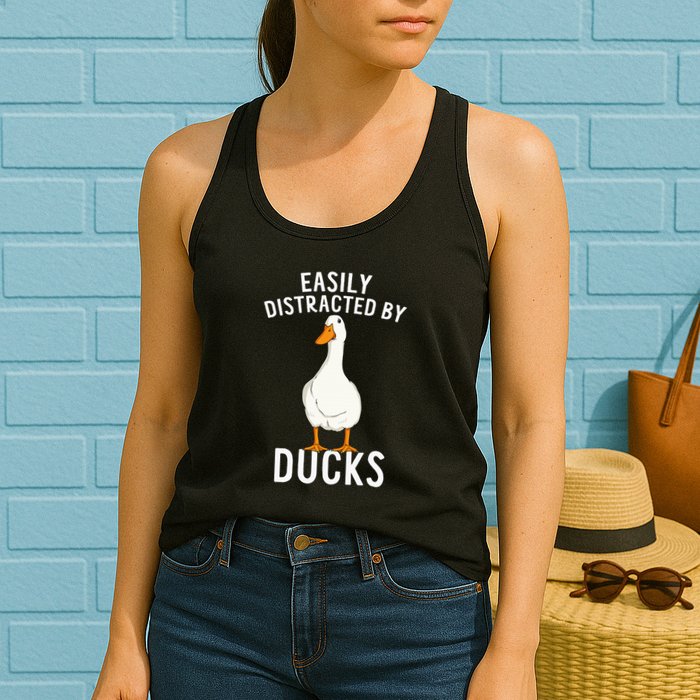 Easily Distracted By Ducks Funny Duck Lover Womens Tank Top