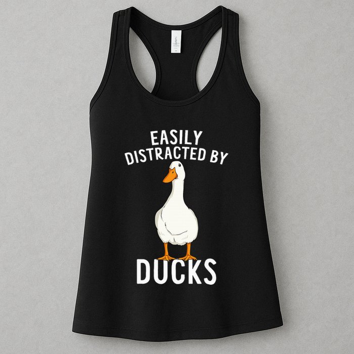 Easily Distracted By Ducks Funny Duck Lover Womens Tank Top