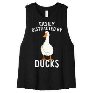 Easily Distracted By Ducks Funny Duck Lover Women's Racerback Cropped Tank