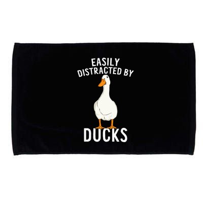 Easily Distracted By Ducks Funny Duck Lover Microfiber Hand Towel