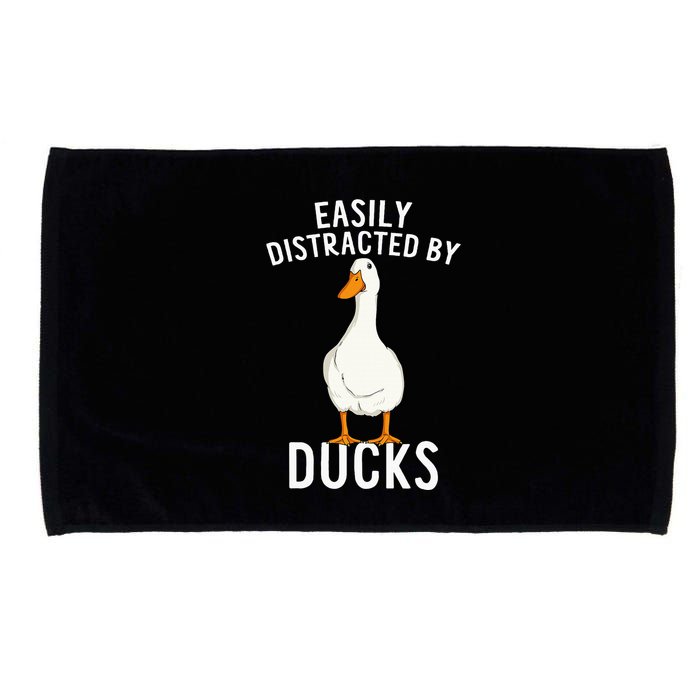 Easily Distracted By Ducks Funny Duck Lover Microfiber Hand Towel