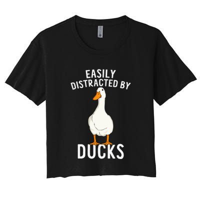 Easily Distracted By Ducks Funny Duck Lover Crop Top