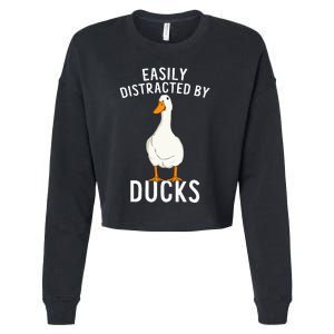 Easily Distracted By Ducks Funny Duck Lover Cropped Pullover Crew