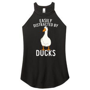 Easily Distracted By Ducks Funny Duck Lover Women's Perfect Tri Rocker Tank