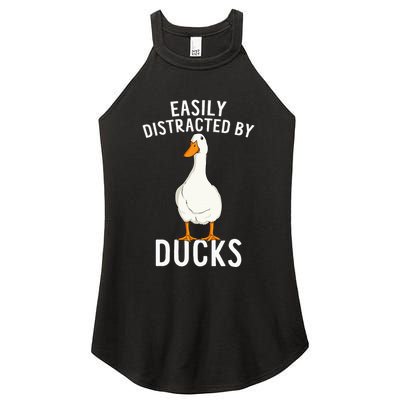 Easily Distracted By Ducks Funny Duck Lover Women's Perfect Tri Rocker Tank