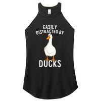 Easily Distracted By Ducks Funny Duck Lover Women's Perfect Tri Rocker Tank