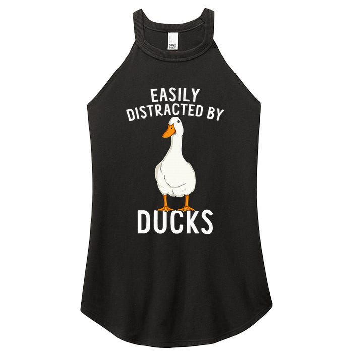 Easily Distracted By Ducks Funny Duck Lover Women's Perfect Tri Rocker Tank