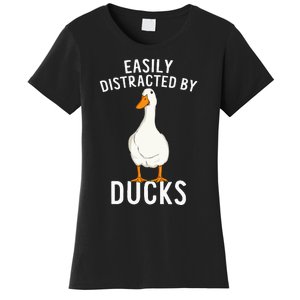 Easily Distracted By Ducks Funny Duck Lover Women's T-Shirt