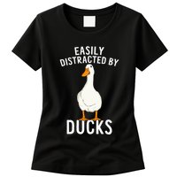Easily Distracted By Ducks Funny Duck Lover Womens T-Shirt