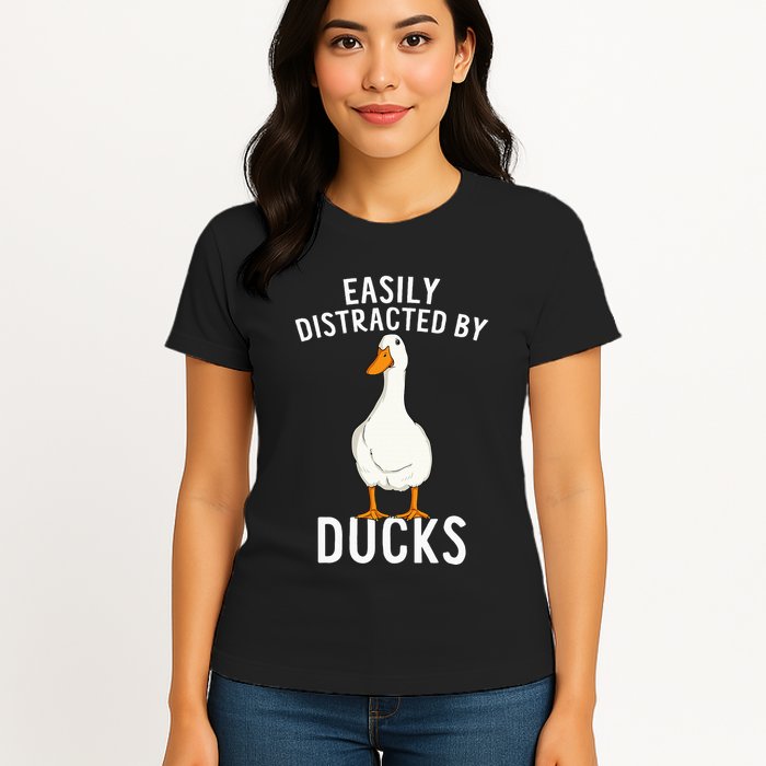 Easily Distracted By Ducks Funny Duck Lover Womens T-Shirt