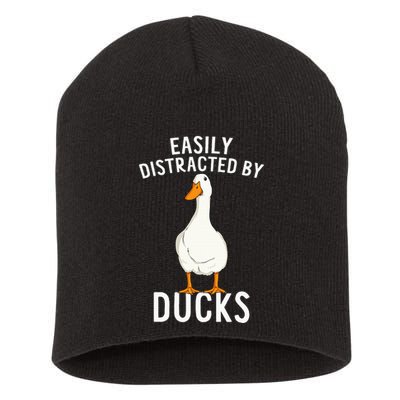 Easily Distracted By Ducks Funny Duck Lover Short Acrylic Beanie