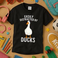 Easily Distracted By Ducks Funny Duck Lover Kids T-Shirt