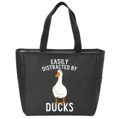 Easily Distracted By Ducks Funny Duck Lover Zip Tote Bag