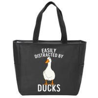 Easily Distracted By Ducks Funny Duck Lover Zip Tote Bag