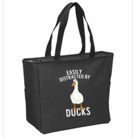 Easily Distracted By Ducks Funny Duck Lover Zip Tote Bag