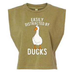 Easily Distracted By Ducks Funny Duck Lover Garment-Dyed Women's Muscle Tee