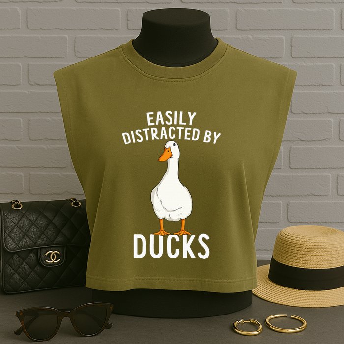 Easily Distracted By Ducks Funny Duck Lover Garment-Dyed Women's Muscle Tee