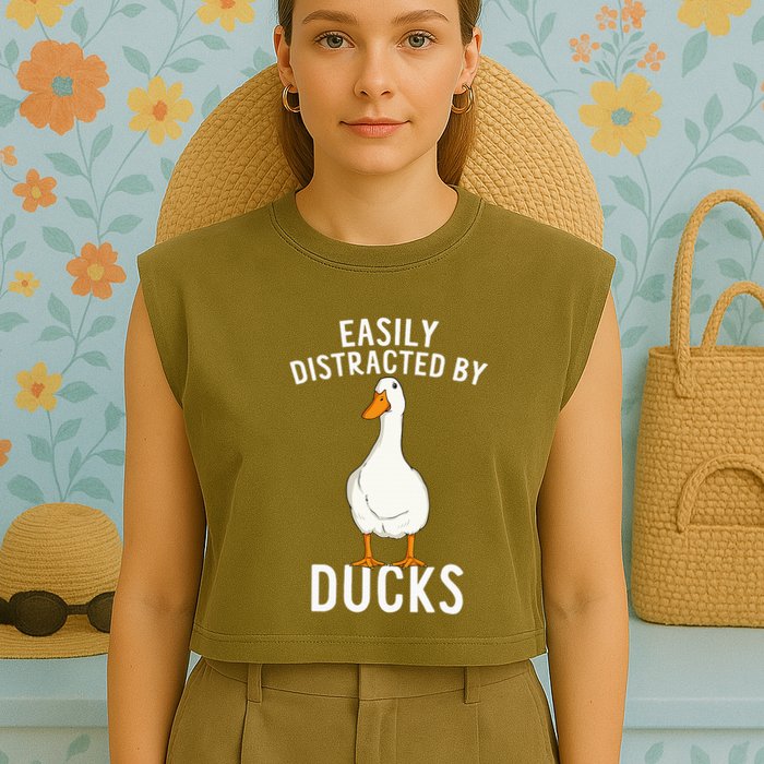 Easily Distracted By Ducks Funny Duck Lover Garment-Dyed Women's Muscle Tee