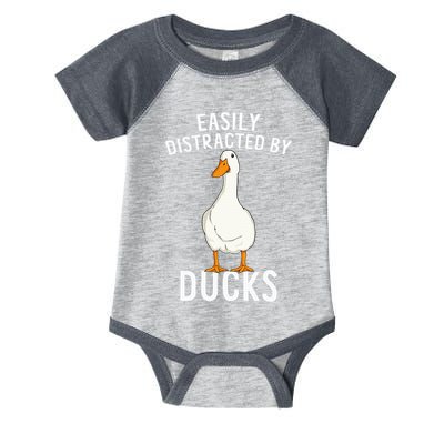 Easily Distracted By Ducks Funny Duck Lover Infant Baby Jersey Bodysuit