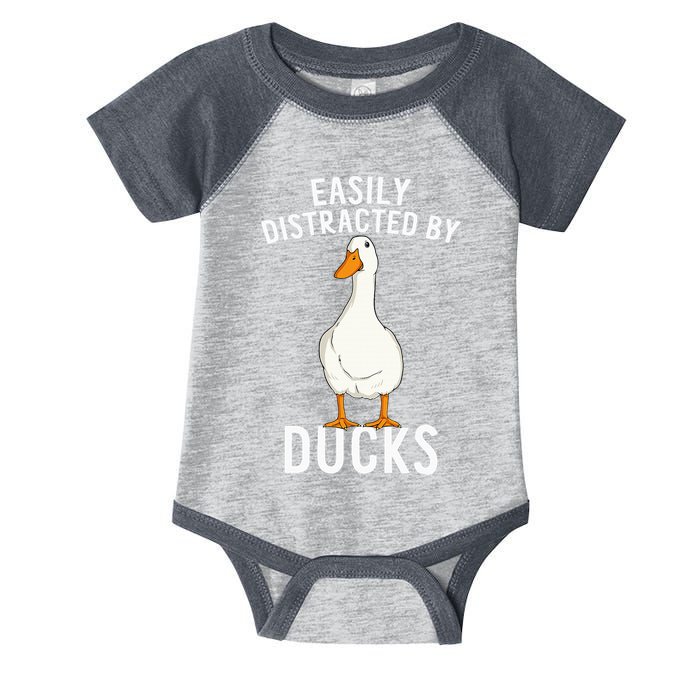 Easily Distracted By Ducks Funny Duck Lover Infant Baby Jersey Bodysuit