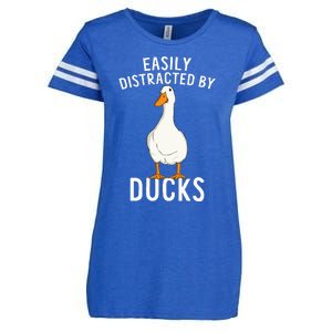 Easily Distracted By Ducks Funny Duck Lover Enza Ladies Jersey Football T-Shirt