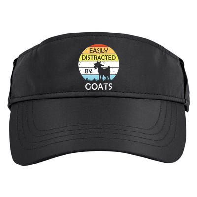 Easily Distracted By Goats Retro Vintage Funny Goat Lover Adult Drive Performance Visor