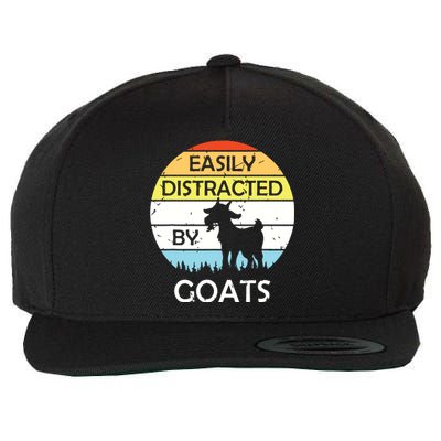 Easily Distracted By Goats Retro Vintage Funny Goat Lover Wool Snapback Cap