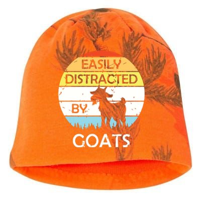 Easily Distracted By Goats Retro Vintage Funny Goat Lover Kati - Camo Knit Beanie