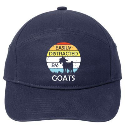 Easily Distracted By Goats Retro Vintage Funny Goat Lover 7-Panel Snapback Hat