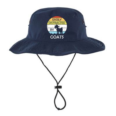 Easily Distracted By Goats Retro Vintage Funny Goat Lover Legacy Cool Fit Booney Bucket Hat