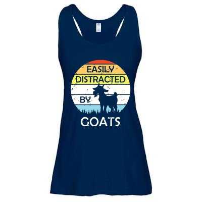 Easily Distracted By Goats Retro Vintage Funny Goat Lover Ladies Essential Flowy Tank