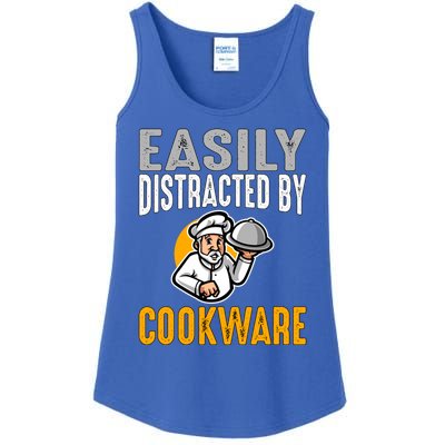 Easily Distracted By Cookware Funny Chef And Cook Gift Ladies Essential Tank