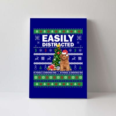 Easily Distracted By Poodle And Chirstmas Tree Merry Xmas Funny Gift Canvas