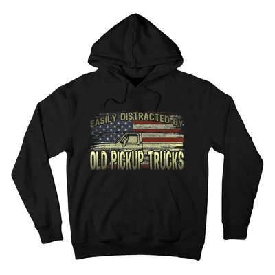 Easily Distracted By Old Pickup Trucks American Flag Truck Hoodie