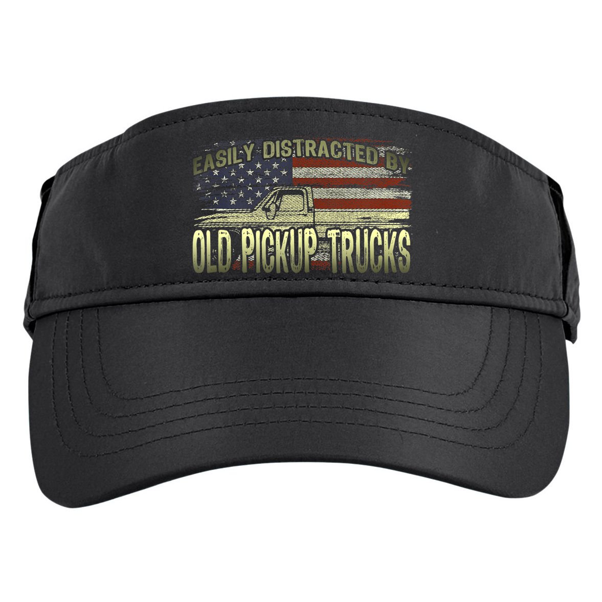 Easily Distracted By Old Pickup Trucks American Flag Truck Adult Drive Performance Visor