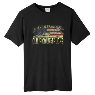 Easily Distracted By Old Pickup Trucks American Flag Truck Tall Fusion ChromaSoft Performance T-Shirt