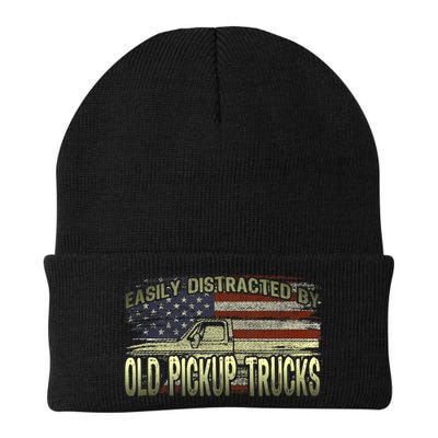Easily Distracted By Old Pickup Trucks American Flag Truck Beanie
